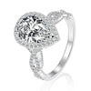 Wholesale S925 Sterling Silver Drop Shaped High Carbon Diamond Ring With Electroplating Process For Women