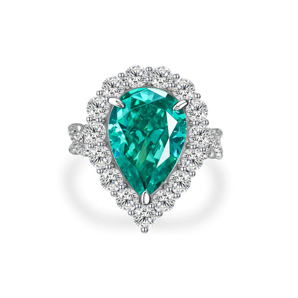 Wholesale S925 Sterling Silver Drop Shaped High Carbon Diamond Ring With Electroplating Process For Women