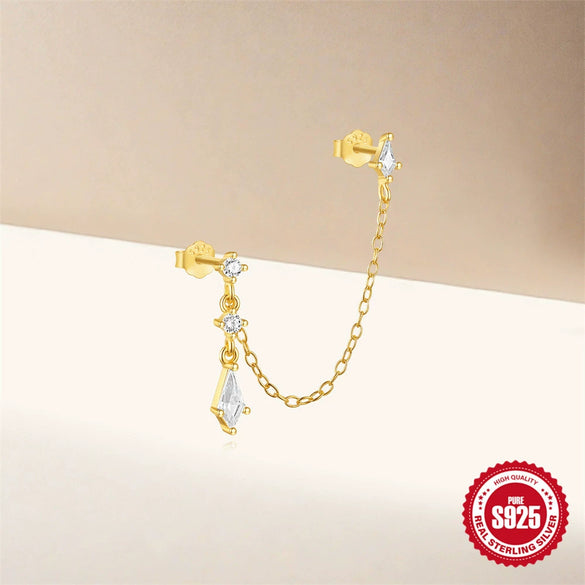 Wholesale S925 Sterling Silver Ear Clip Double Tassel Chain Earrings With Ear Buckle And Exquisite Light Luxury Design Electroplated For Women Minimalist Style
