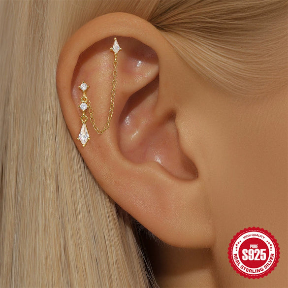 Wholesale S925 Sterling Silver Ear Clip Double Tassel Chain Earrings With Ear Buckle And Exquisite Light Luxury Design Electroplated For Women Minimalist Style