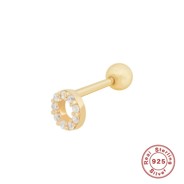 Wholesale S925 Sterling Silver Ear Nails With Small Gold Balls And Zircon Bodies Geometric Style Electroplated For Women