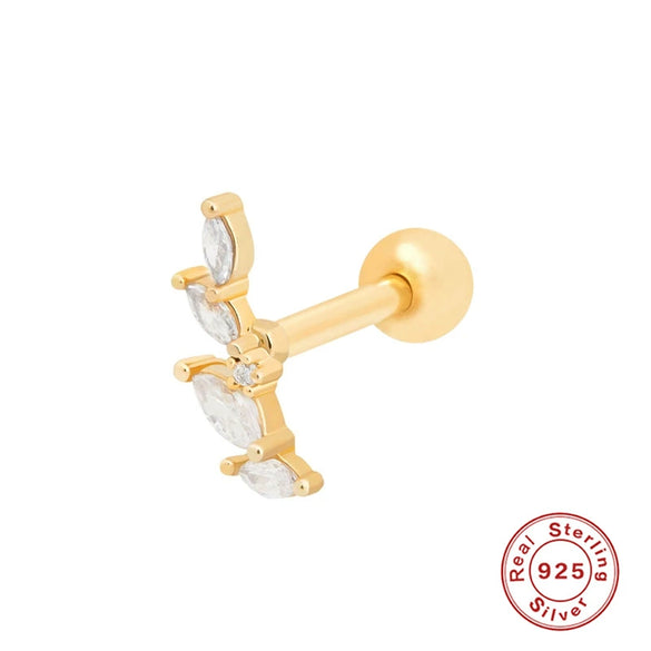 Wholesale S925 Sterling Silver Ear Nails With Small Gold Balls And Zircon Bodies Geometric Style Electroplated For Women