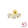 Wholesale S925 Sterling Silver Ear Nails With Small Gold Balls And Zircon Bodies Geometric Style Electroplated For Women