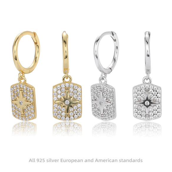 Wholesale S925 Sterling Silver Earrings Fashion Inlaid Zircon Geometric Style Jewelry For Women