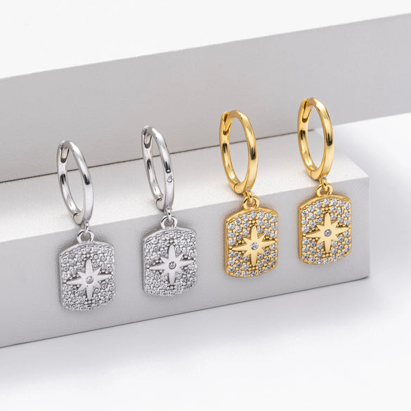 Wholesale S925 Sterling Silver Earrings Fashion Inlaid Zircon Geometric Style Jewelry For Women