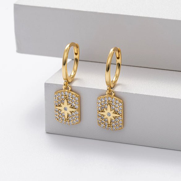 Wholesale S925 Sterling Silver Earrings Fashion Inlaid Zircon Geometric Style Jewelry For Women