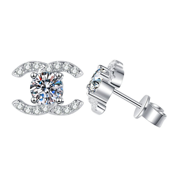 Wholesale S925 Sterling Silver Earrings For Women With Geometric Letter Number Text Pattern And Electroplating