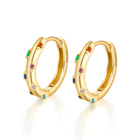 Wholesale S925 Sterling Silver Earrings Inlaid With Colored Zircons Ins Style Highend For Female