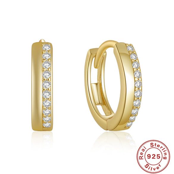 Wholesale S925 Sterling Silver Earrings Plated With 18K Gold Simple Geometric Shape Zirconia Earrings