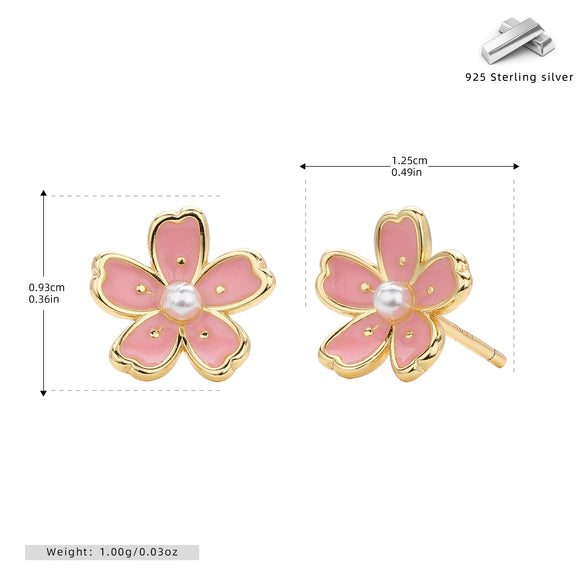 Wholesale S925 Sterling Silver Earrings With Geometric And Flower Patterns Electroplated