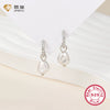 Wholesale S925 Sterling Silver Earrings With Imitation Pearl And Diamond Geometric Style