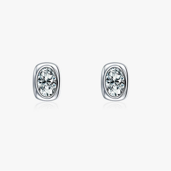 Wholesale S925 Sterling Silver Earrings With Inlaid Simulation Diamond Geometric Style Retro And Personalized