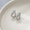 Wholesale S925 Sterling Silver Earrings With Spirit Snake Design Inlaid Zircon And Green Nano Eyes