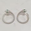 Wholesale S925 Sterling Silver Earrings With Spirit Snake Design Inlaid Zircon And Green Nano Eyes