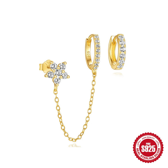 Wholesale S925 Sterling Silver Earrings With Stars And Flower Geometric Pattern Electroplated For Women