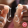 Wholesale S925 Sterling Silver Earrings With Tassel Star Moon Drop Design Electroplated Geometric Style