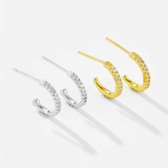 Wholesale S925 Sterling Silver Earrings With Zirconium And Geometric Design Platinum Or 18K Gold Electroplated For Women And Unisex