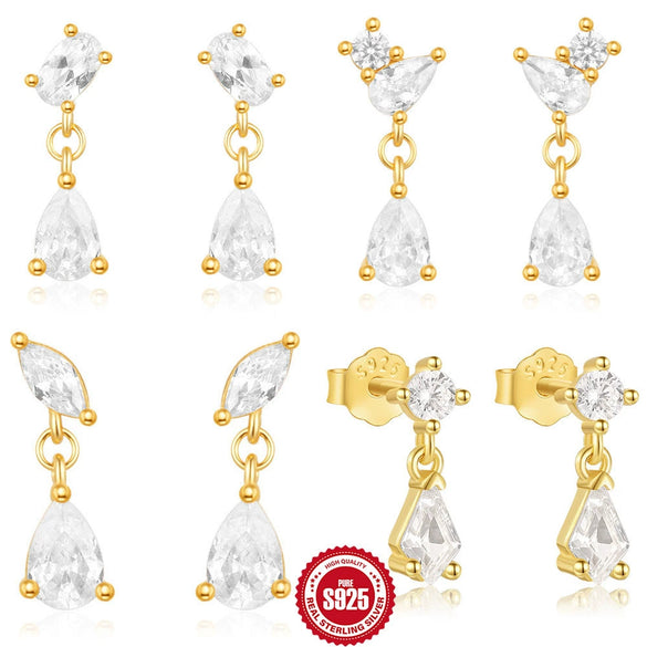 Wholesale S925 Sterling Silver Eggshaped Geometric Drop Earrings With Electroplating Treatment