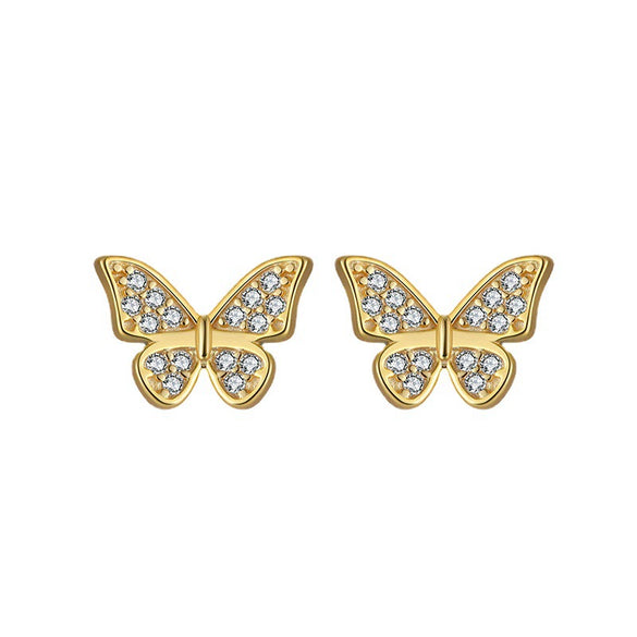 Wholesale S925 Sterling Silver Electroplated Butterfly Insect Style Earrings