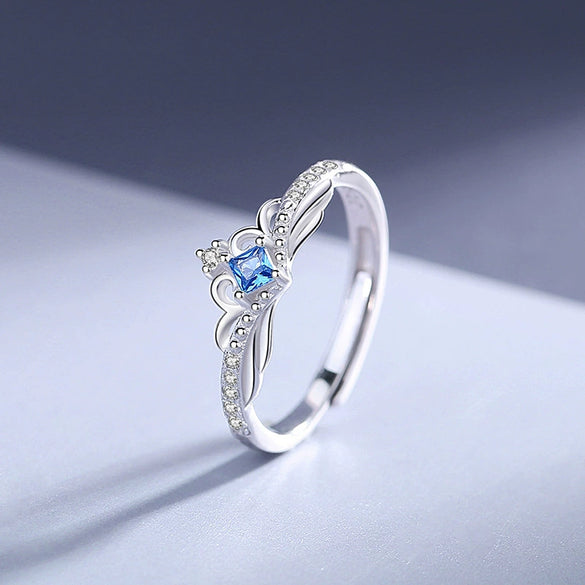 Wholesale S925 Sterling Silver Electroplated Crown Pattern Couple Rings