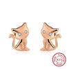 Wholesale S925 Sterling Silver Electroplated Lovely Animal Kitten Diamond Zircon Earrings For Women