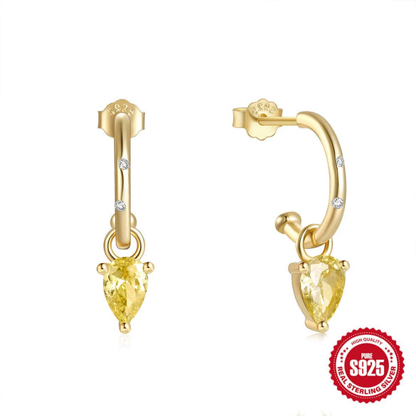 Wholesale S925 Sterling Silver Elegant C Shaped Diamond Earring Ring Drops Unisex Fashion Geometric Earrings