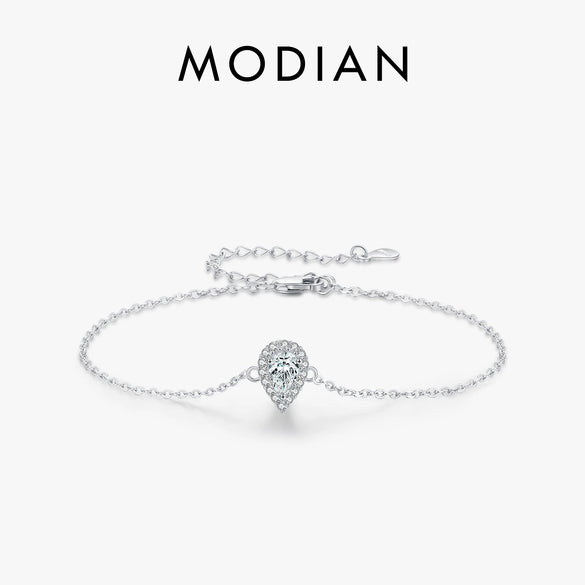 Wholesale S925 Sterling Silver Elegant Drop Shaped Zircon Rhinestone Inlaid Women's Bracelet