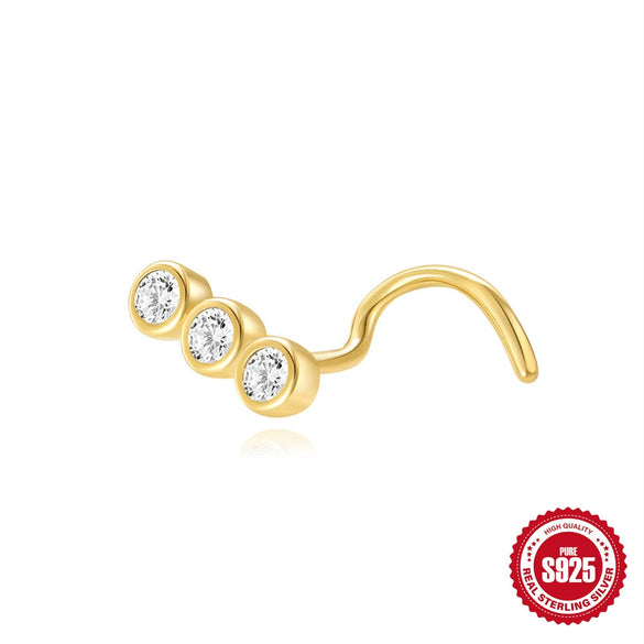 Wholesale S925 Sterling Silver Elegant Fashion Love Geometric Heart Earrings And Nose Ring With Zirconia Design Piercing Jewelry
