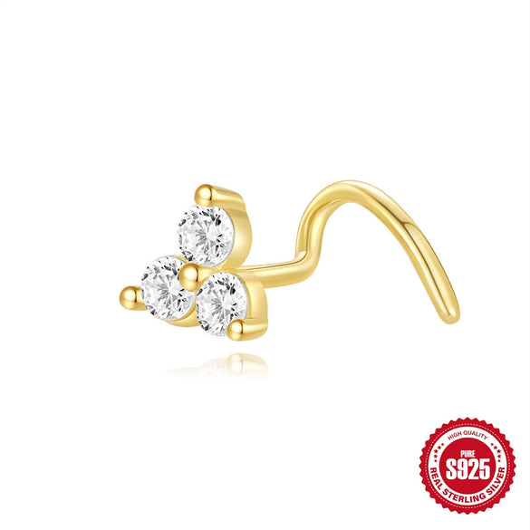 Wholesale S925 Sterling Silver Elegant Fashion Love Geometric Heart Earrings And Nose Ring With Zirconia Design Piercing Jewelry