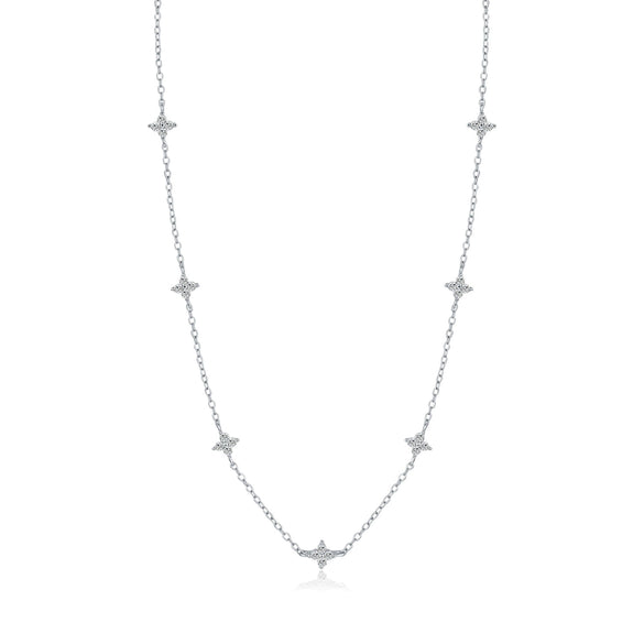 Wholesale S925 Sterling Silver Elegant Four Leaf Clover Flower Full Diamond Necklace Clavicle Chain For Women