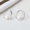 Wholesale S925 Sterling Silver Elegant Hollow Irregular Geometric Ring Bead Earrings For Women