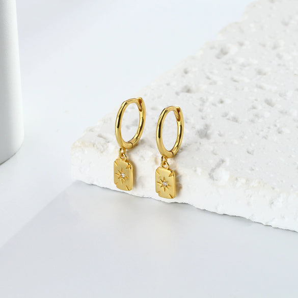 Wholesale S925 Sterling Silver Elegant Microinlaid Star Earrings For Women