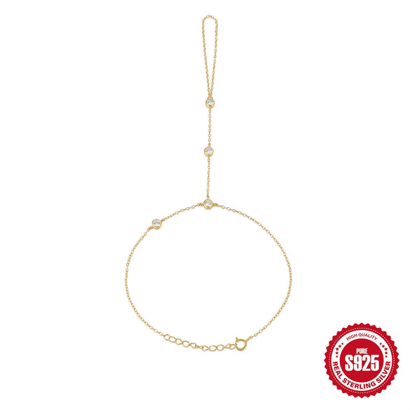 Wholesale S925 Sterling Silver Elegant Simple Women's Bracelet With Diamond Geometric Styling Electroplated