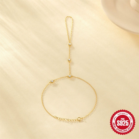 Wholesale S925 Sterling Silver Elegant Simple Women's Bracelet With Diamond Geometric Styling Electroplated