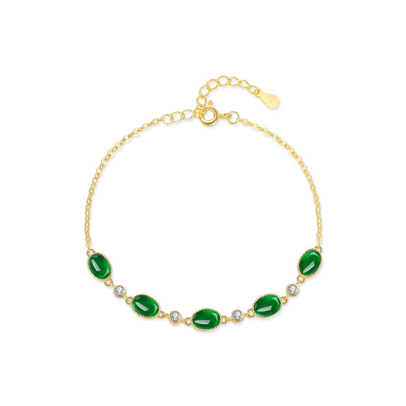 Wholesale S925 Sterling Silver Emerald Green Sugar Tower Bracelet For Women Electroplated Retro Style