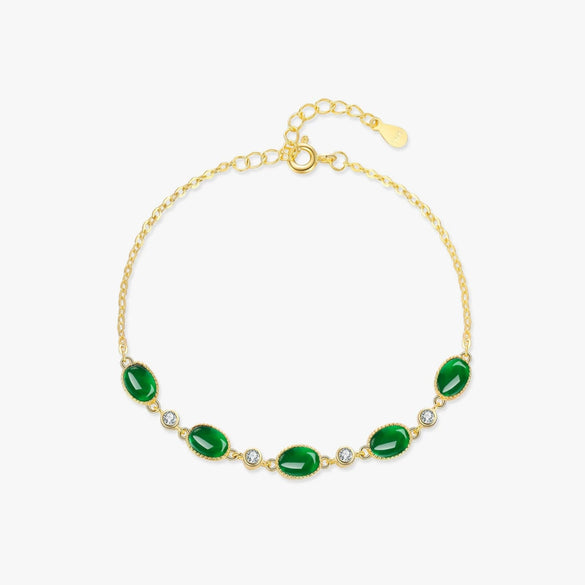 Wholesale S925 Sterling Silver Emerald Green Sugar Tower Bracelet For Women Electroplated Retro Style
