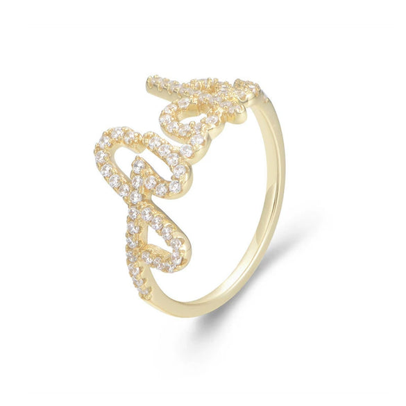 Wholesale S925 Sterling Silver English Letter Micropaved Zircon Ring For Women
