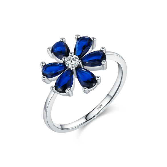 Wholesale S925 Sterling Silver Exaggerated Flower Drop Geometric Patterned Diamond Inlaid Ring For Women