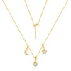 Wholesale S925 Sterling Silver Exquisite Star Moon Minimalist Geometric Ochain Clavicle Necklace With Diamondinlaid Pullout Adjusting And Electroplating Treatment