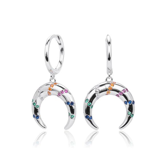 Wholesale S925 Sterling Silver Fashion Geometric Crescent Earrings For Women
