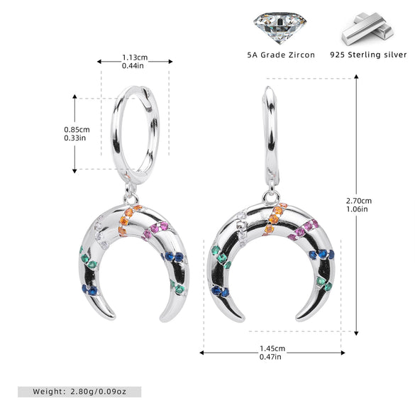 Wholesale S925 Sterling Silver Fashion Geometric Crescent Earrings For Women