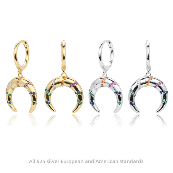 Wholesale S925 Sterling Silver Fashion Geometric Crescent Earrings For Women