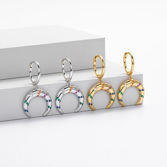 Wholesale S925 Sterling Silver Fashion Geometric Crescent Earrings For Women