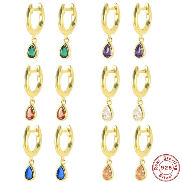 Wholesale S925 Sterling Silver Fashion Geometric Drop Shaped Zircon Inlaid Earrings For Women