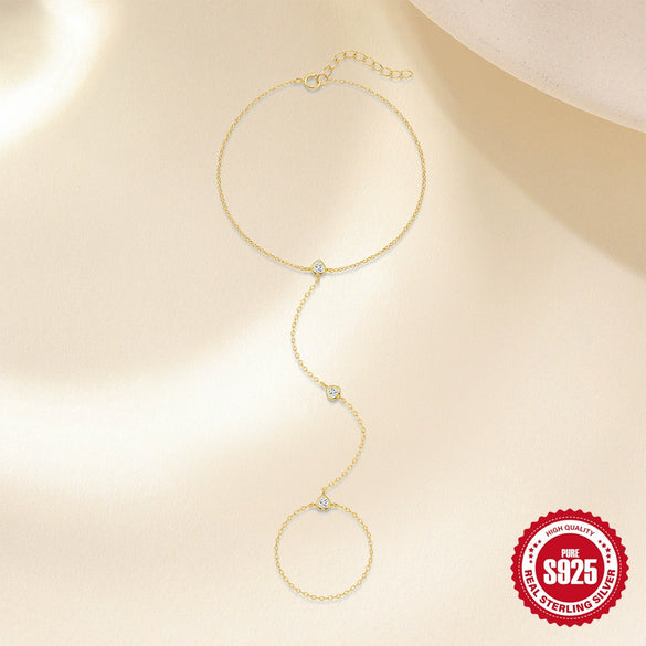 Wholesale S925 Sterling Silver Fashion Heart Pendant Ring Bracelet With Real Gold Plating And Electroplating For Women Geometric Pattern