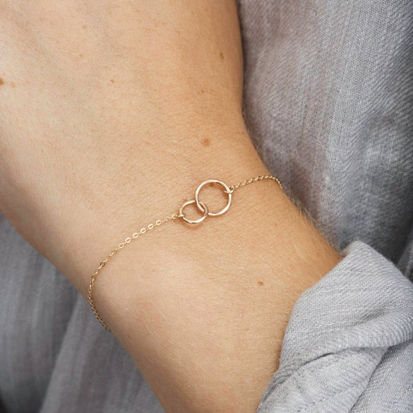 Wholesale S925 Sterling Silver Fashion Joker Double Ring Bracelet With Geometric Design And Electroplating For Women