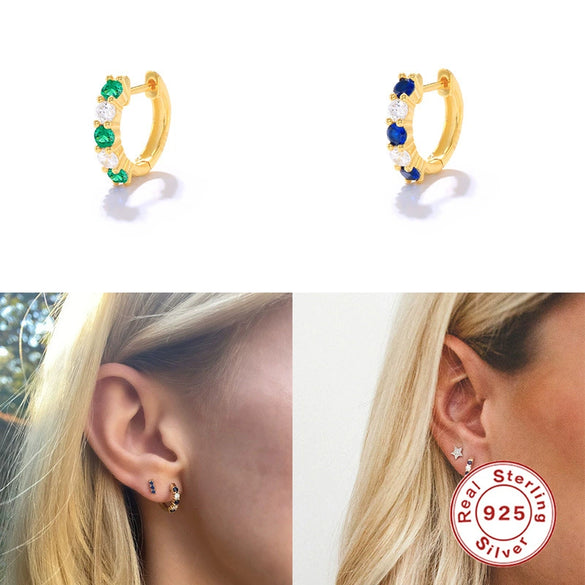 Wholesale S925 Sterling Silver Fashion Light Luxury Round Geometric Earrings With Diamond Ear Buckle