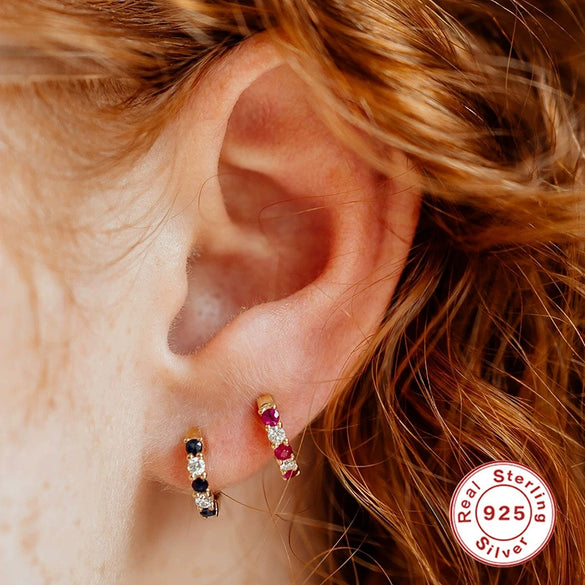 Wholesale S925 Sterling Silver Fashion Light Luxury Round Geometric Earrings With Diamond Ear Buckle