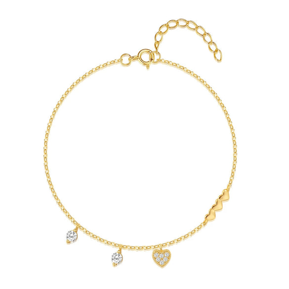 Wholesale S925 Sterling Silver Fashion Love Diamond Super Flash Light Luxury Elegant Geometric Minimalist Electroplated Real Gold Plated Bracelet For Women