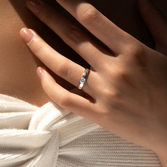 Wholesale S925 Sterling Silver Fashion Ol Single Diamond Ring With Electroplating For Women